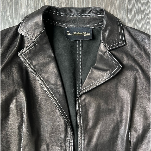 Valentina Leather Blazer Jacket made in Italy. Women’s Size 38/small brown/black - Picture 6 of 11
